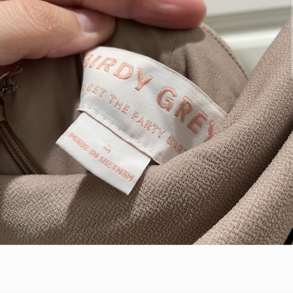 Birds Grey Ash Crepe Bridesmaid Dress in Toffee Medium - Picture 4 of 4